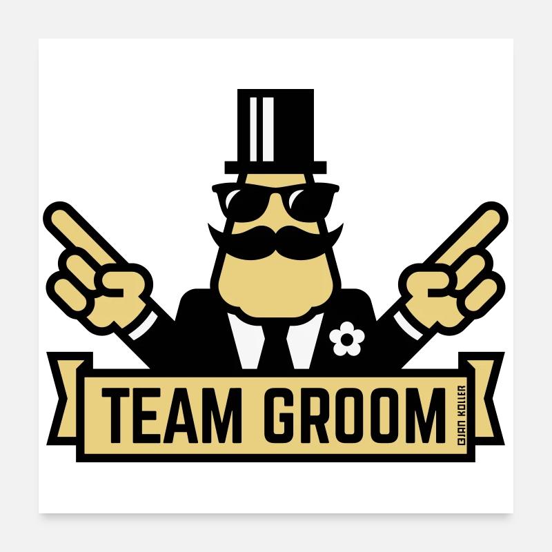Team Groom (Pointing Stag Night Bachelor Party 3C) Poster 24" x 24" (60x60 cm)