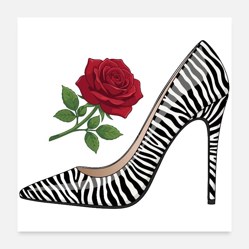Rose à talons hauts zèbre Poster 60 x 60 cm
