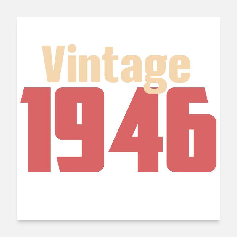 Art Déco 80 Ans Octogénaire Cadeau Rétro 1946 Poster 60 x 60 cm
