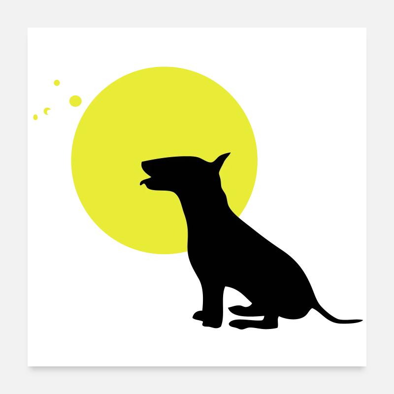 bull terrier dog moon Poster 24" x 24" (60x60 cm)