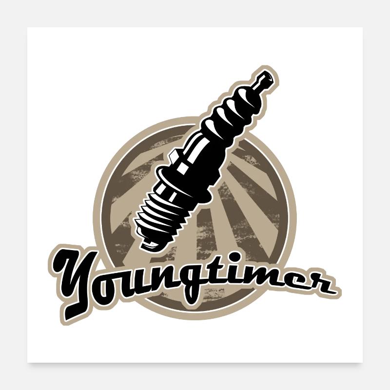 Youngtimer Zuendkerze Retro - Poster 60x60 cm - Weiß