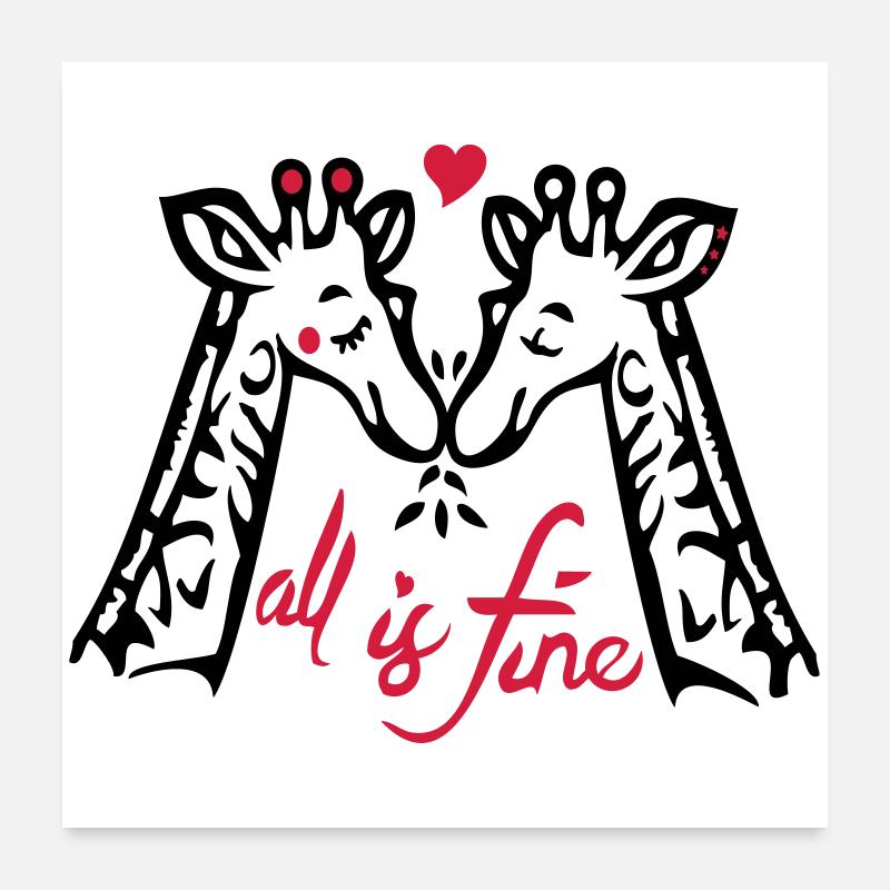 Giraffen Liebe - Poster 60x60 cm - Weiß