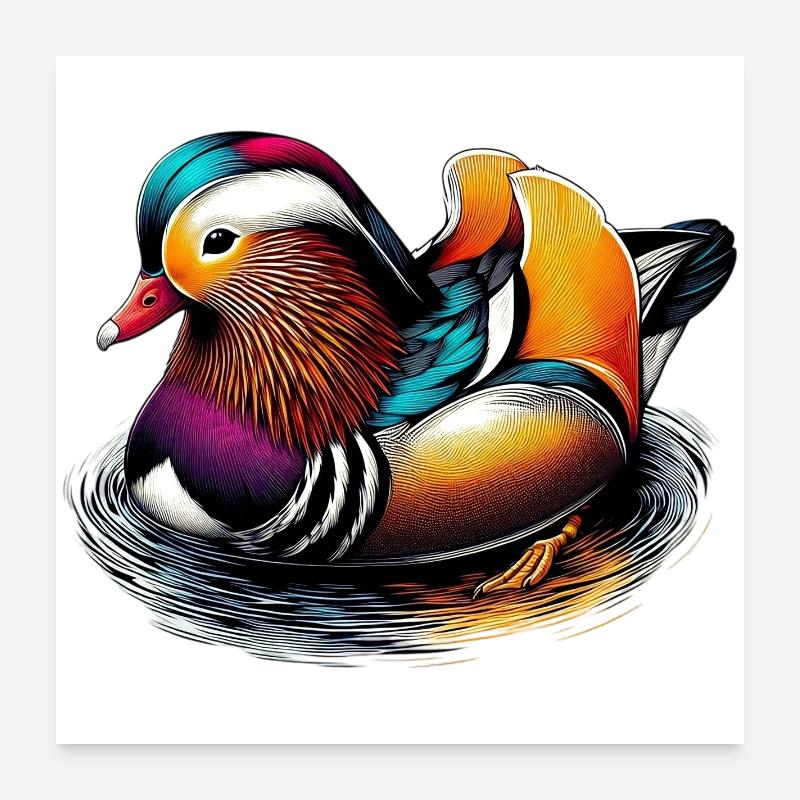 Mandarin duck Poster 24" x 24" (60x60 cm)
