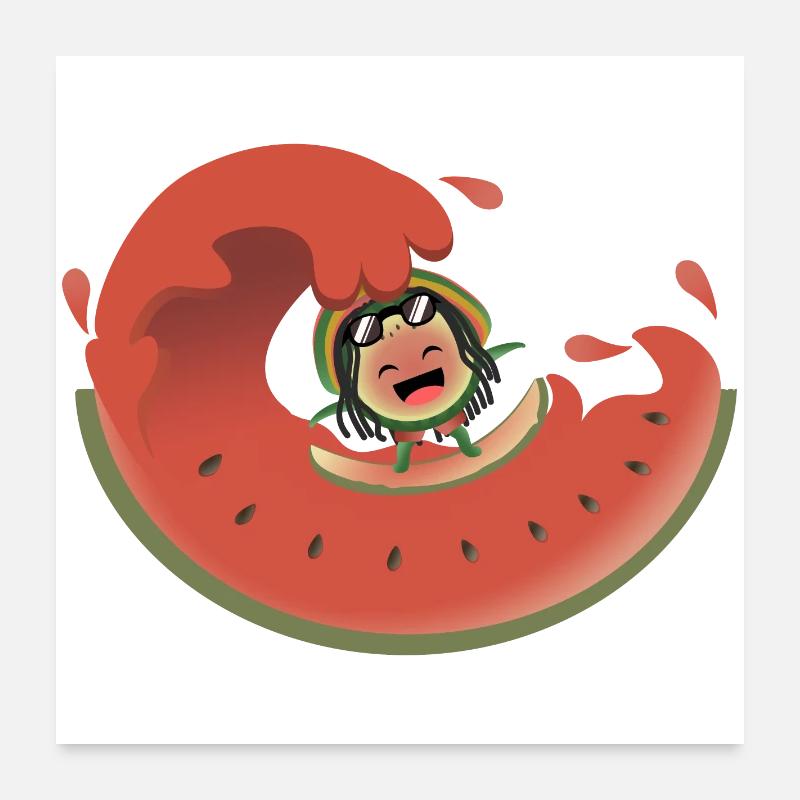 Surf pastèque - Poster 60 x 60 cm - blanc