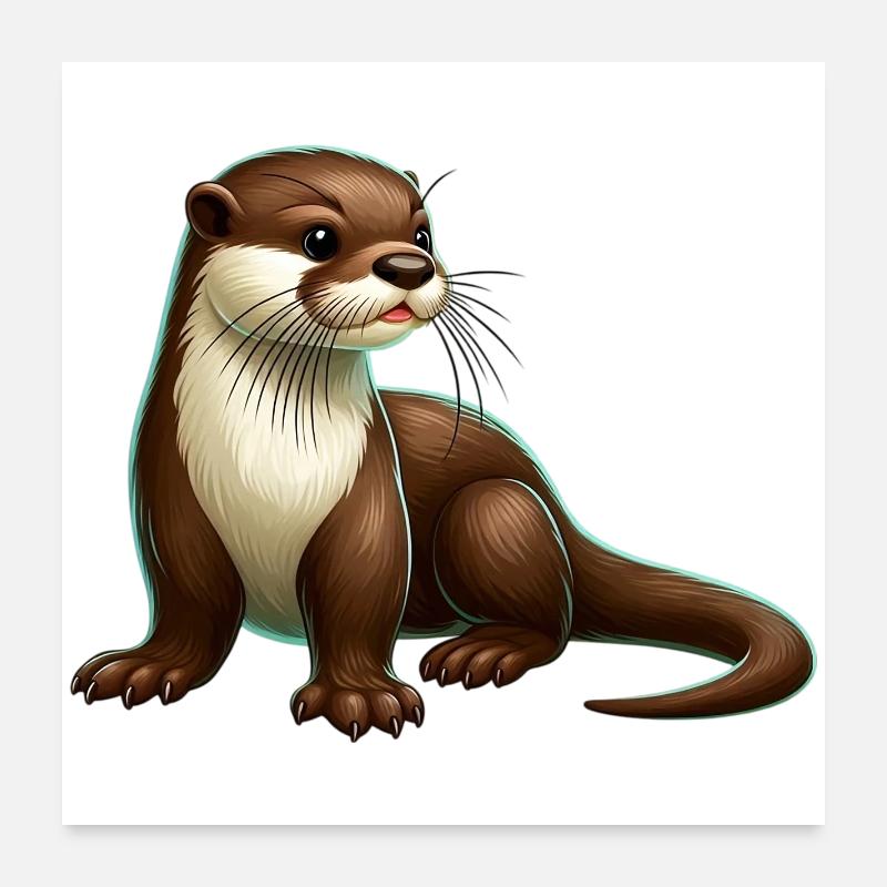 Otter - Poster 60x60 cm - Weiß