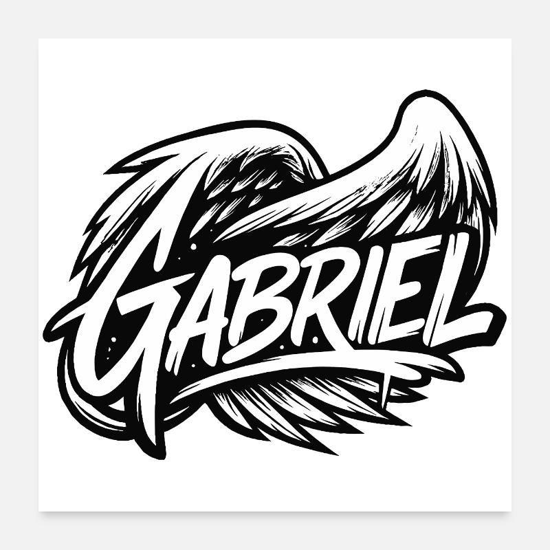 Archange Gabriel | Simple Graffiti Style - Poster 60 x 60 cm - blanc