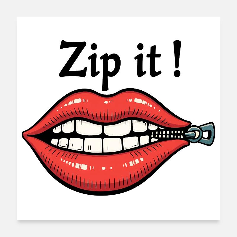 Halt den Mund, Lippen - Poster 60x60 cm - Weiß