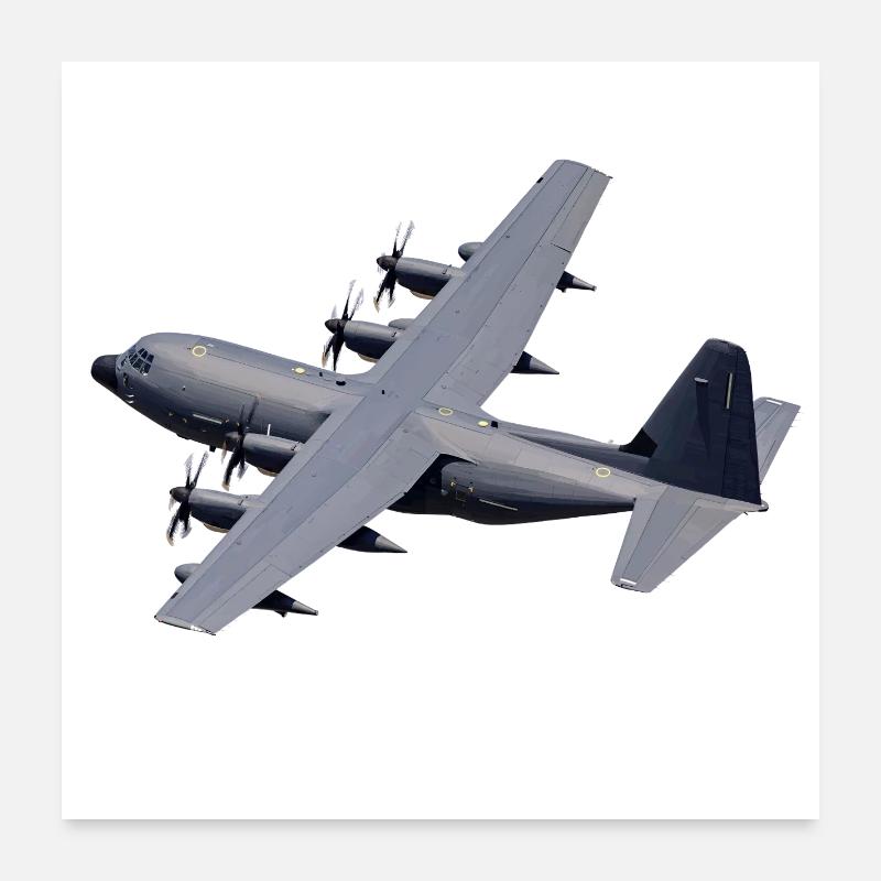 C-130 Silhouette grise Poster 60 x 60 cm