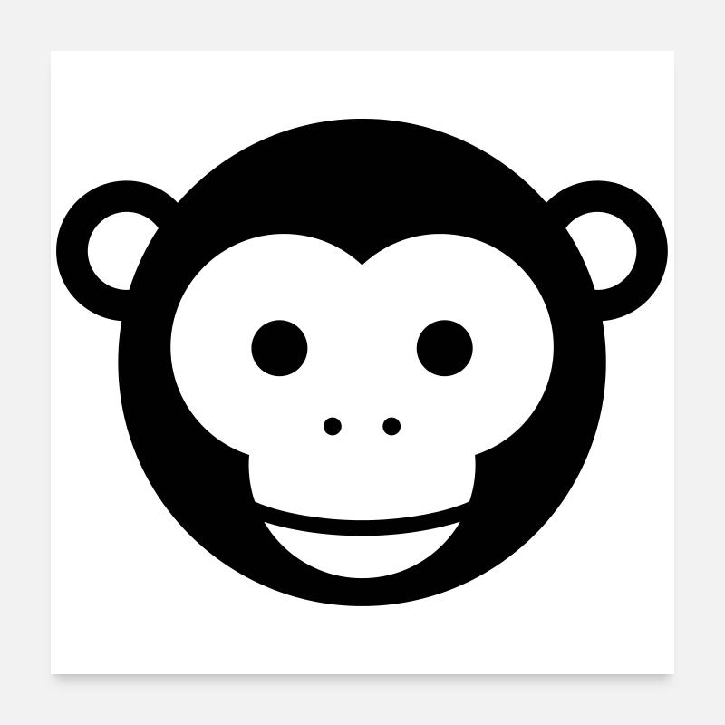 Tête de singe - Dessin animé mignon au visage de singe Poster 60 x 60 cm