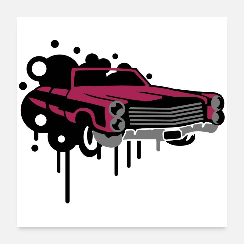 Graffiti de voitures anciennes Poster 60 x 60 cm