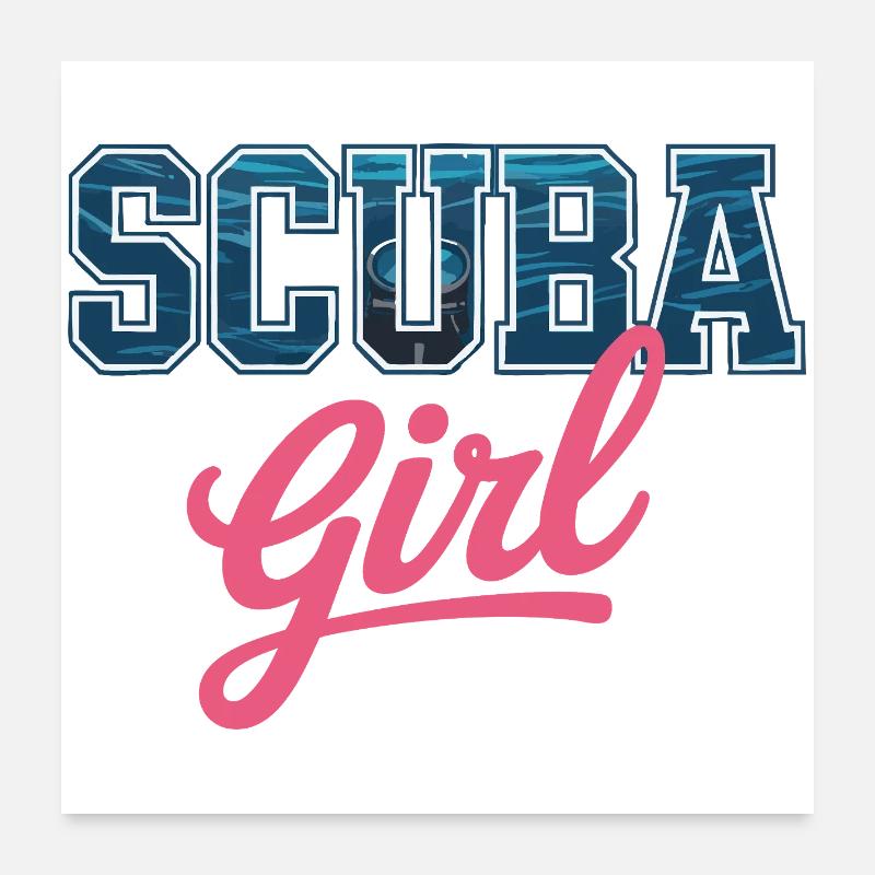 Conception de plongée sous-marine pour fille Poster 60 x 60 cm