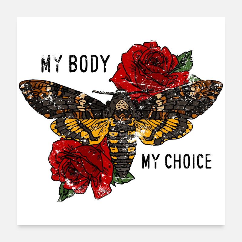 Tarantula Schmetterling mit Rosen Poster 60x60 cm