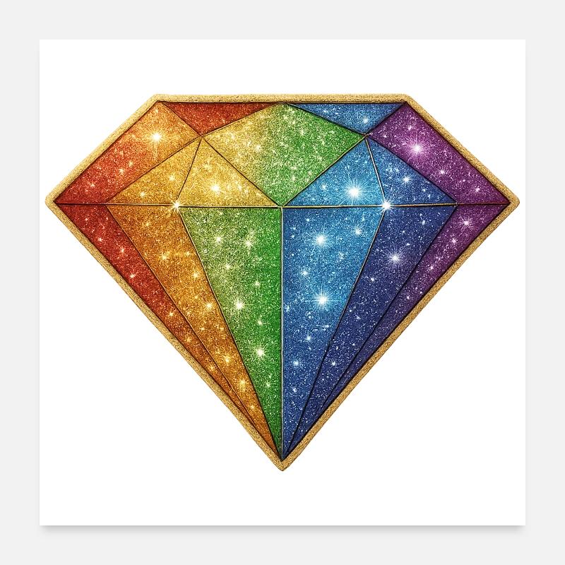 Rainbow Glitter Diamond Poster 24" x 24" (60x60 cm)