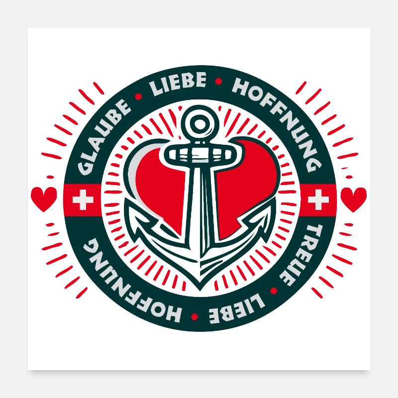 Glaube Liebe Hoffnung - Poster 60x60 cm - Weiß