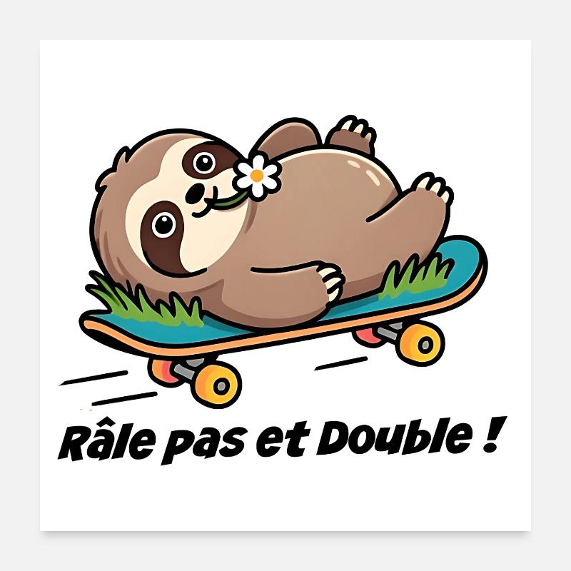 Autocollant caravane, van Râle pas et double ! Poster 60 x 60 cm