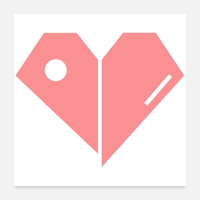 Broken Pink Heart – Abstract Shape Poster 24" x 24" (60x60 cm)