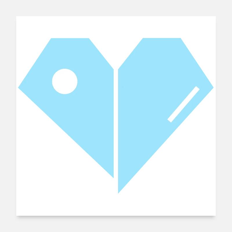 Geometric Blue Heart Poster 24" x 24" (60x60 cm)