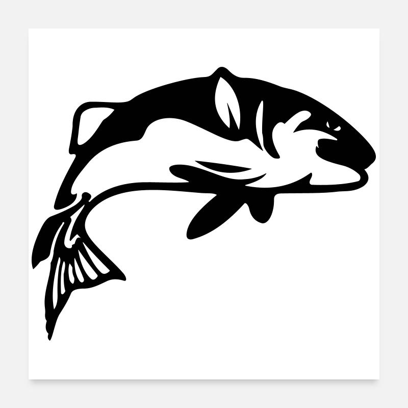 Fisch Angeln Angler Fischen Poster 60x60 cm