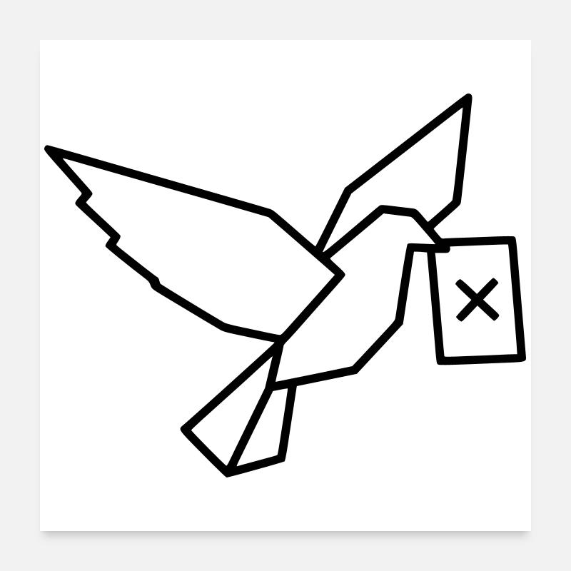 Brieftaube Wahlzettel Outline Poster 60x60 cm