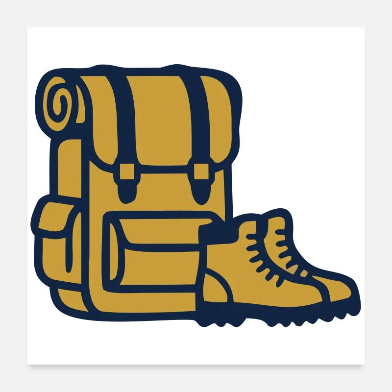 Rucksack Wanderschuhe Gear Poster 60x60 cm