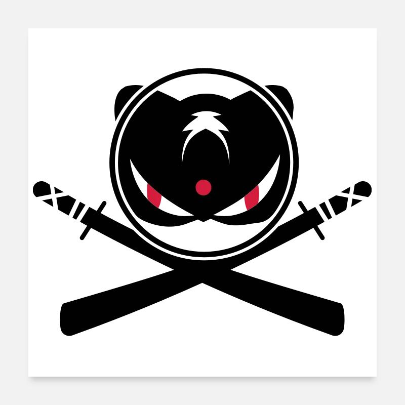 Ninja avec épées croisées symbole Poster 60 x 60 cm