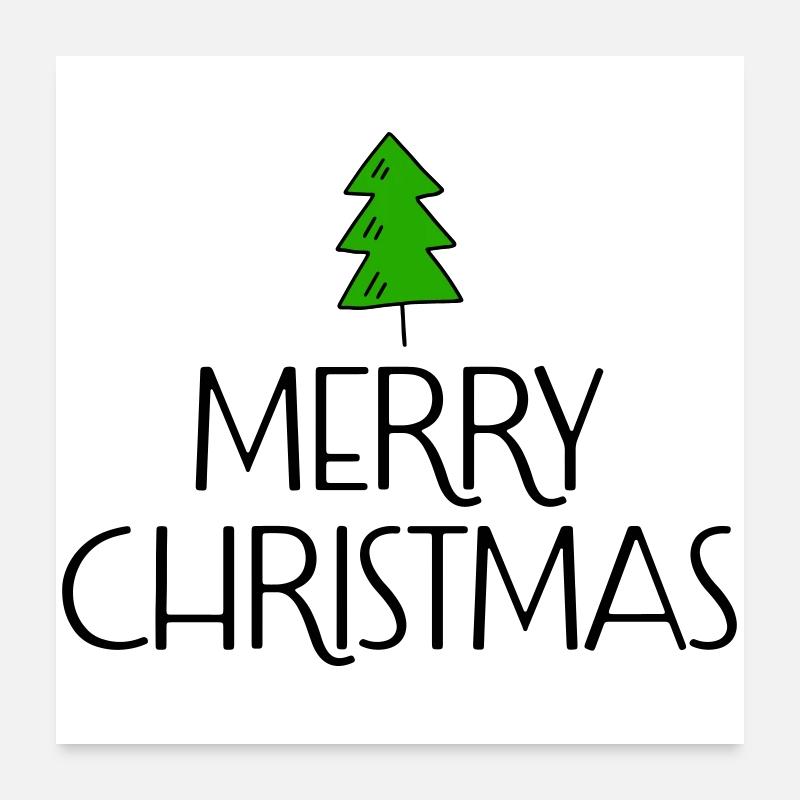 Frohe Weihnachten mit Tannenbaum - Poster 60x60 cm - Weiß