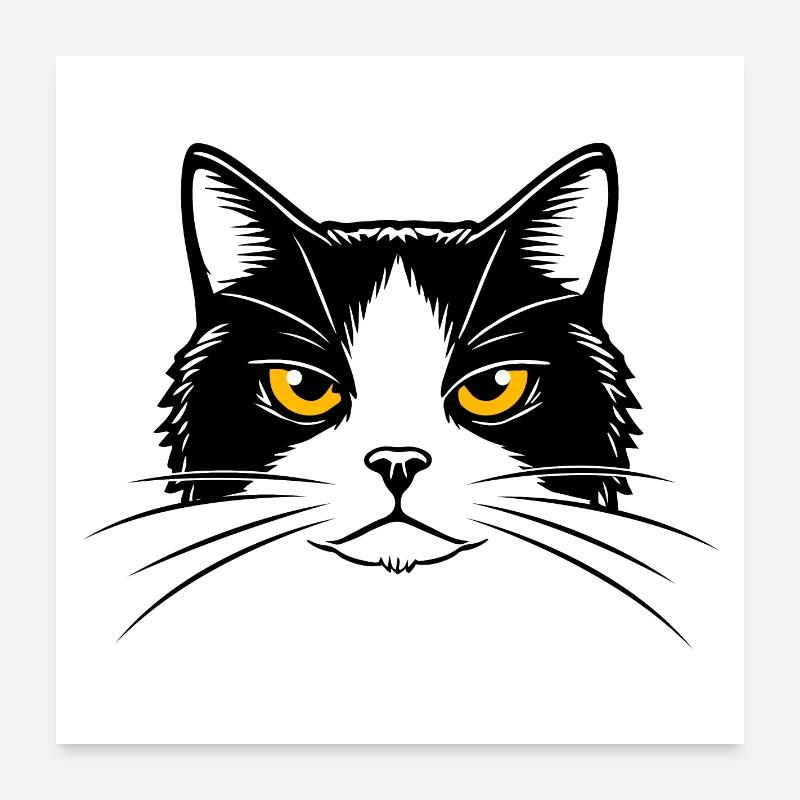 Illustration d’une tête de chat. Poster 60 x 60 cm