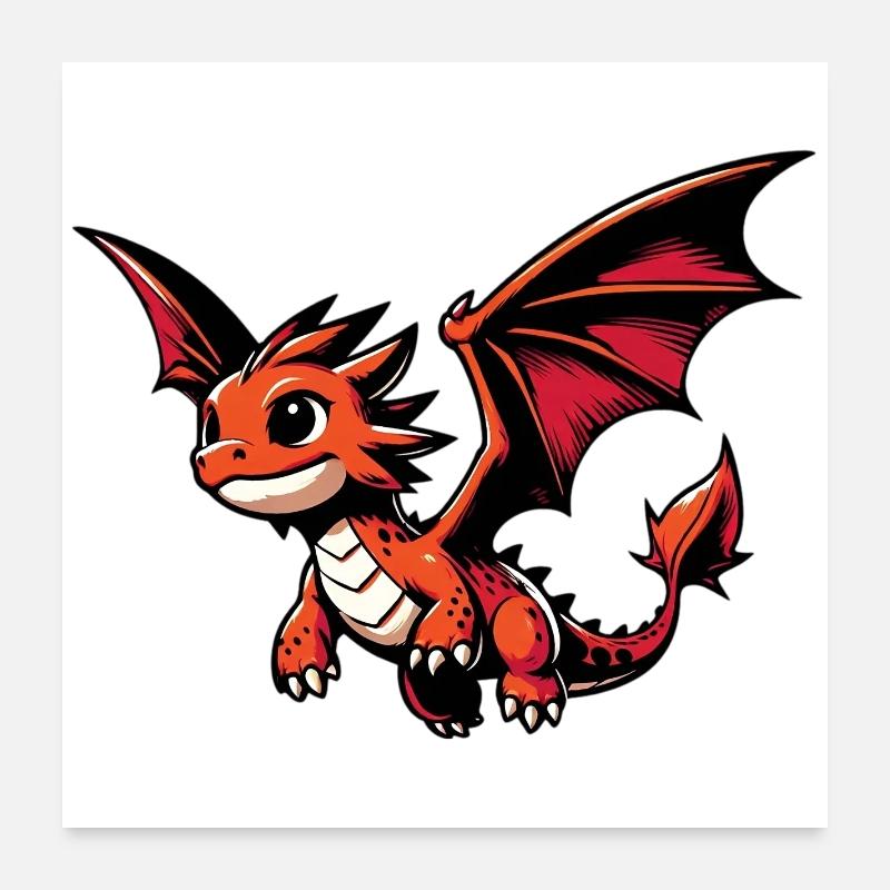 Drache - Poster 60x60 cm - Weiß