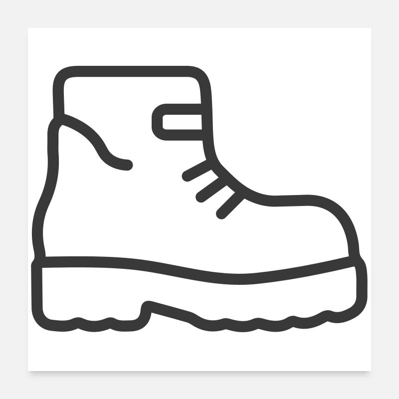 Wanderschuh-Symbol - Poster 60x60 cm - Weiß