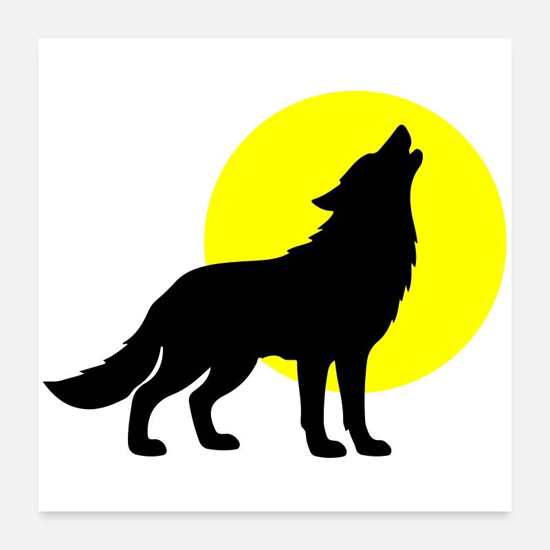 Silhouette de loup Poster 60 x 60 cm