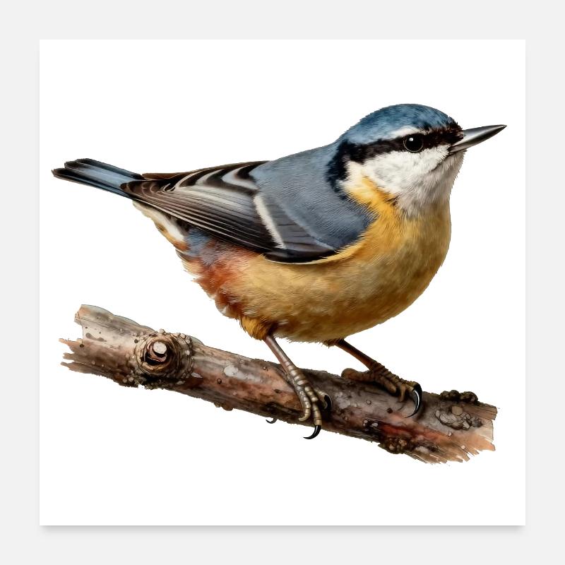 Kleiber am Ast Poster 60x60 cm