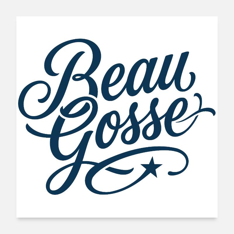 Beau Gosse Script Bleu Poster 60 x 60 cm
