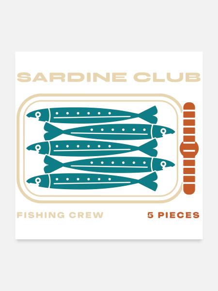 Sardinenclub - Poster 60x60 cm - Weiß