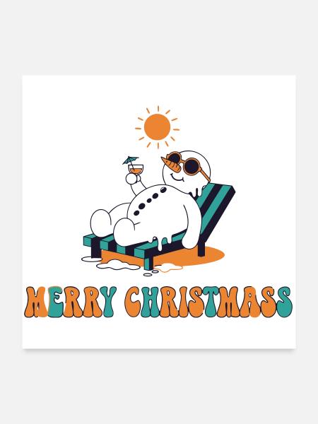 Sommer-Weihnachts-Spaß-Lounge - Poster 60x60 cm - Weiß - Vorne