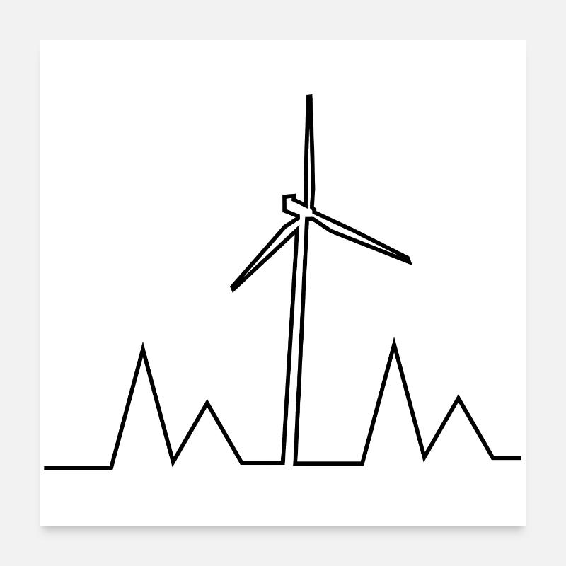 Windmühle im Beat – Ländliche Idylle - Poster 60x60 cm - Weiß