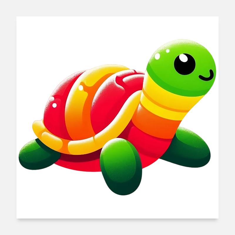 Schildkröte - Poster 60x60 cm - Weiß