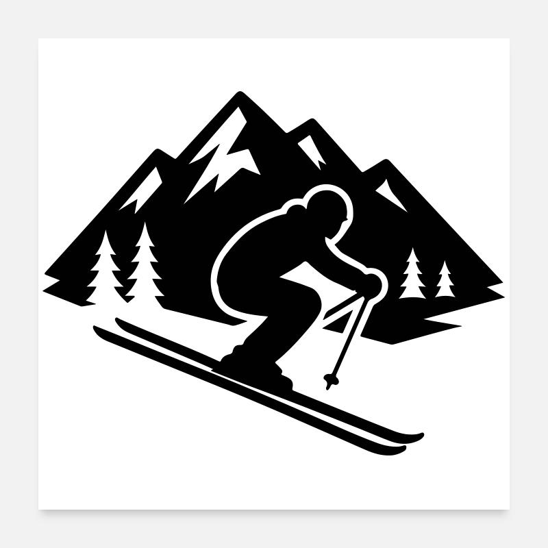 Ski Silhouette Mountains Slope Poster 24" x 24" (60x60 cm)