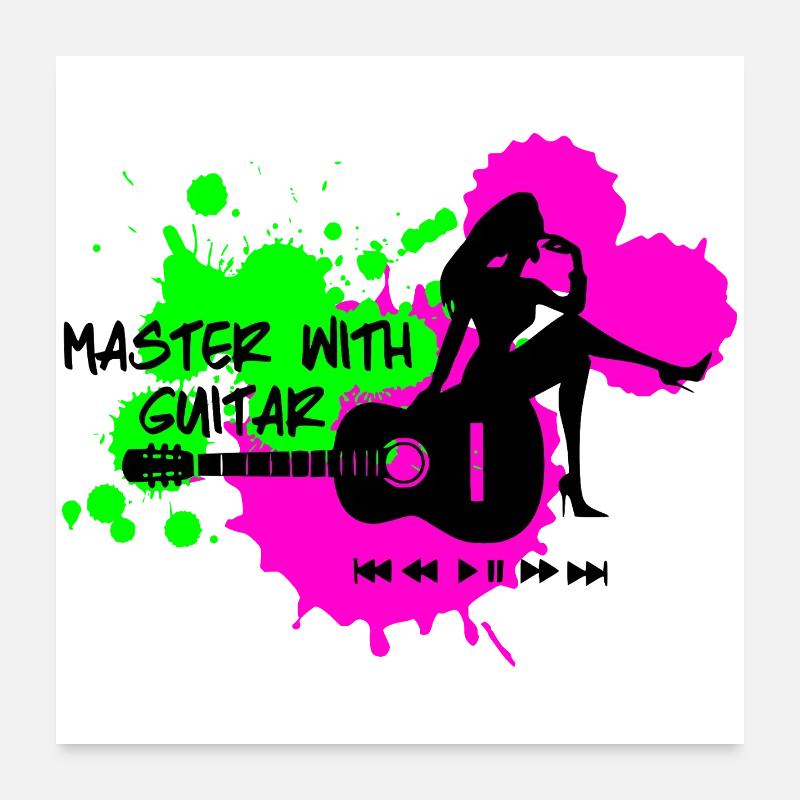 Master with guitar - Green Pink Poster 24" x 24" (60x60 cm)