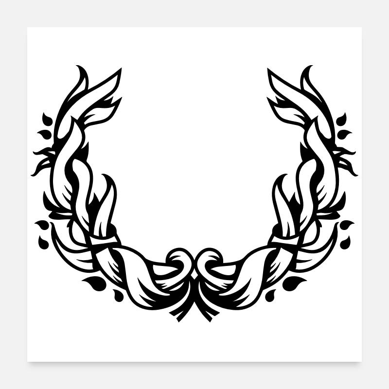 une couronne de fleurs de feuilles Poster 60 x 60 cm