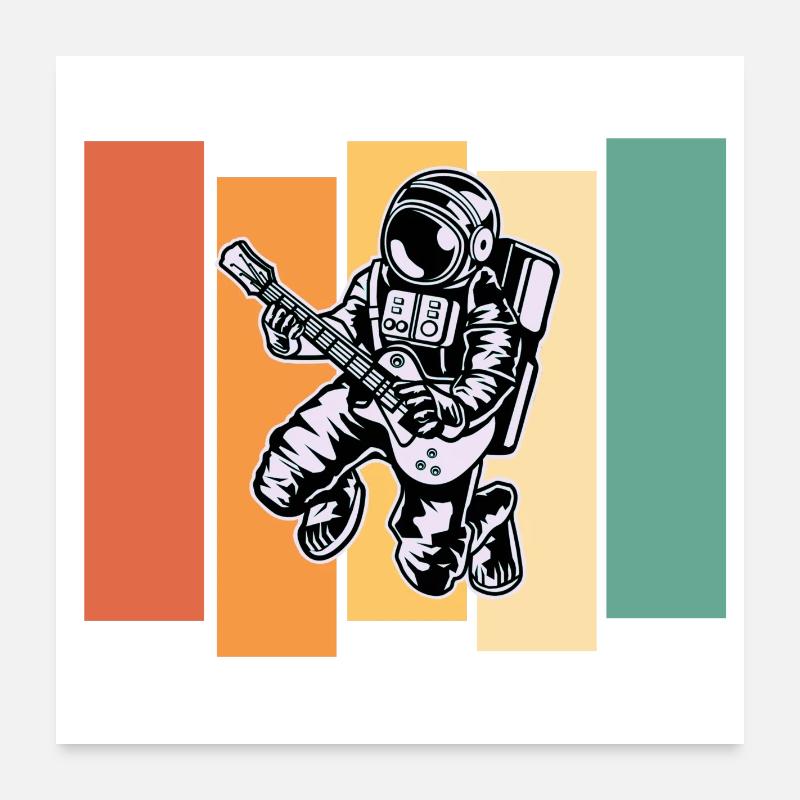 Cadeau rock and roll d'astronaute guitariste Poster 60 x 60 cm