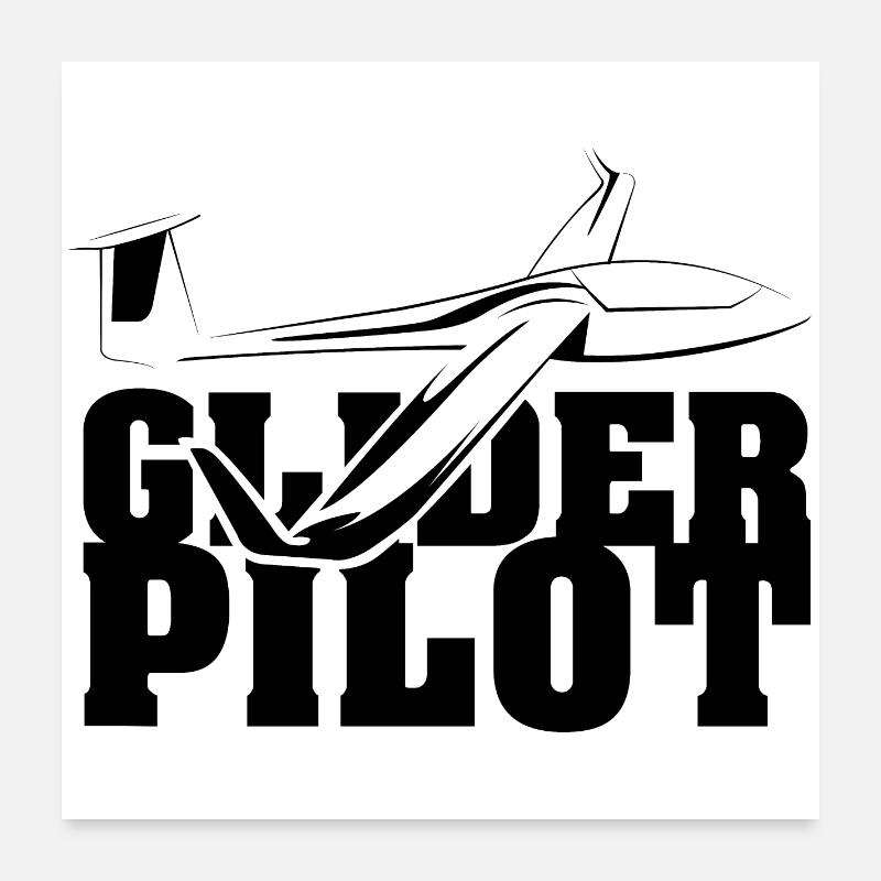 glider pilot symbol team flying aviator glider Poster 24" x 24" (60x60 cm)