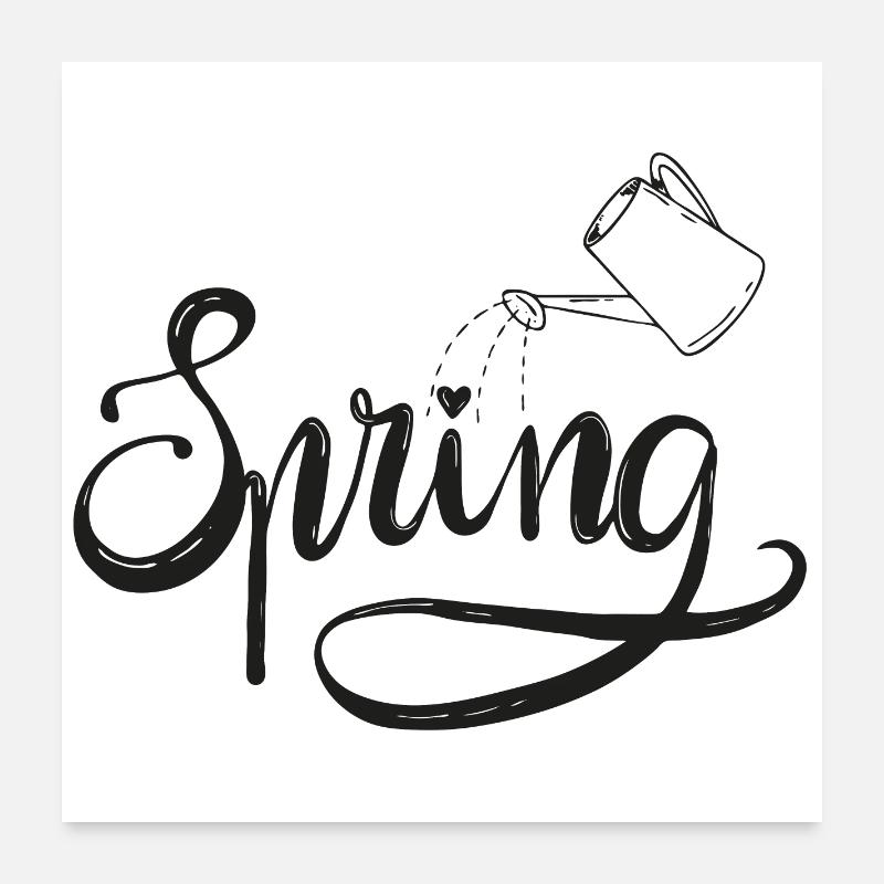 Printemps, début du printemps, jardin, arrosage, lit, amour Poster 60 x 60 cm