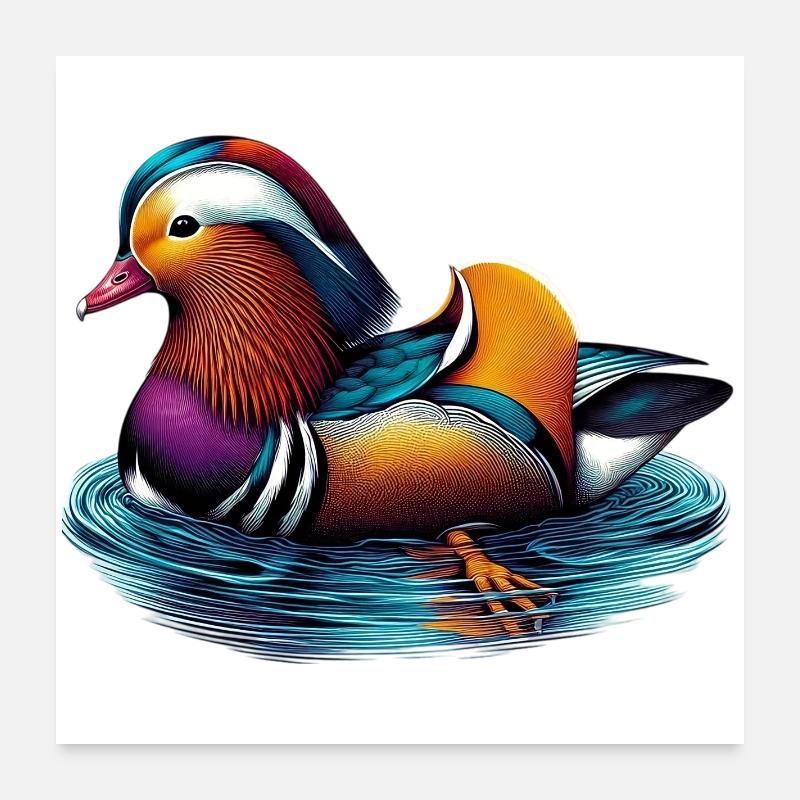 Mandarin duck Poster 24" x 24" (60x60 cm)