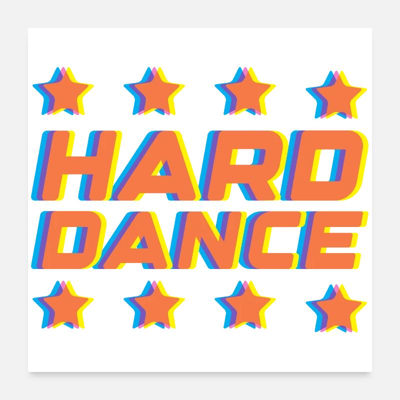 Hard Dance Retro Neon 3D Poster 24" x 24" (60x60 cm)