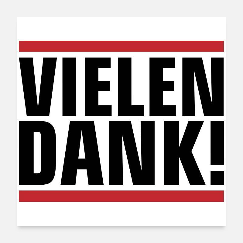 Vielen Dank Dankeschön - Poster 60x60 cm - Weiß