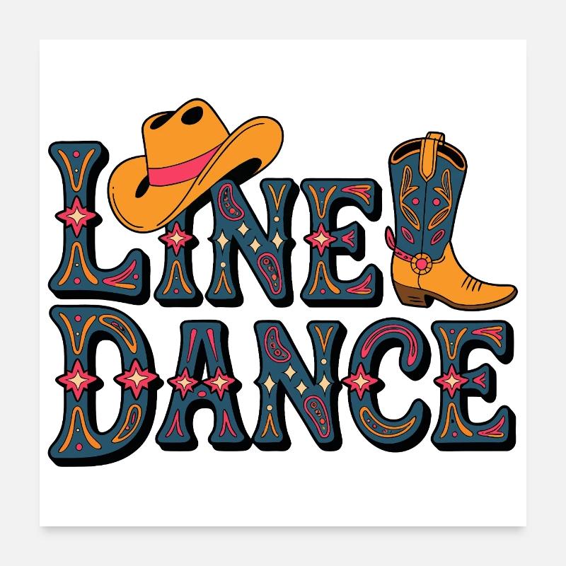 Pattern western de danse en ligne Poster 60 x 60 cm