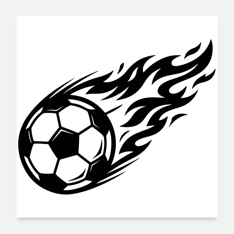 Soccer Flame Ball Poster 24" x 24" (60x60 cm)