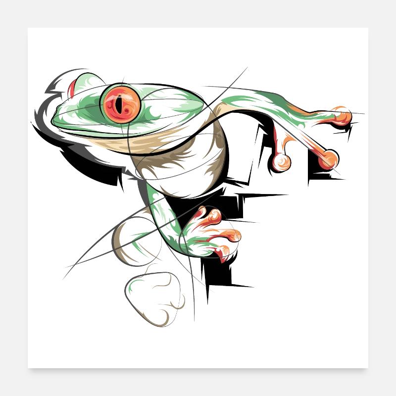 Frog Illustration Poison Dart Frogs Symbol Graphic Poster 24" x 24" (60x60 cm)