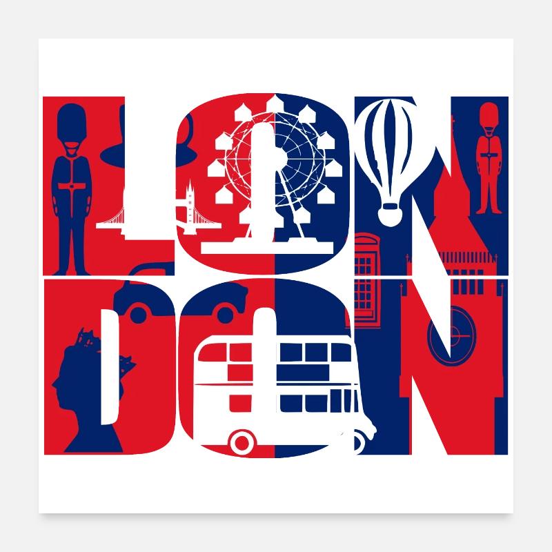 London - Poster 60x60 cm - Weiß