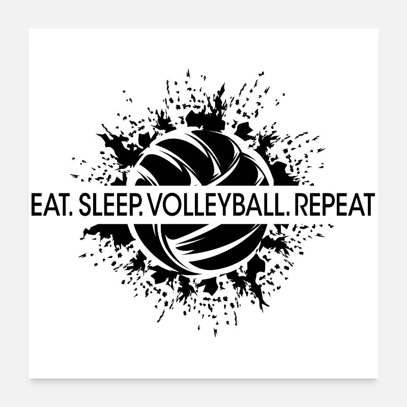 manger dormir volley-ball répéter Logo de beach-volley Poster 60 x 60 cm
